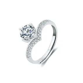 Crown Moissanite Adjustable Open-ended Ring