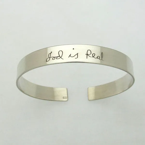 Custom Handwriting Sterling Silver Bracelet