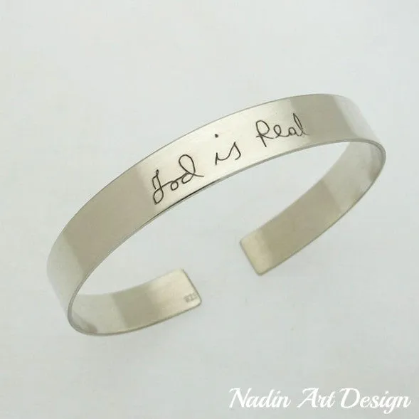 Custom Handwriting Sterling Silver Bracelet