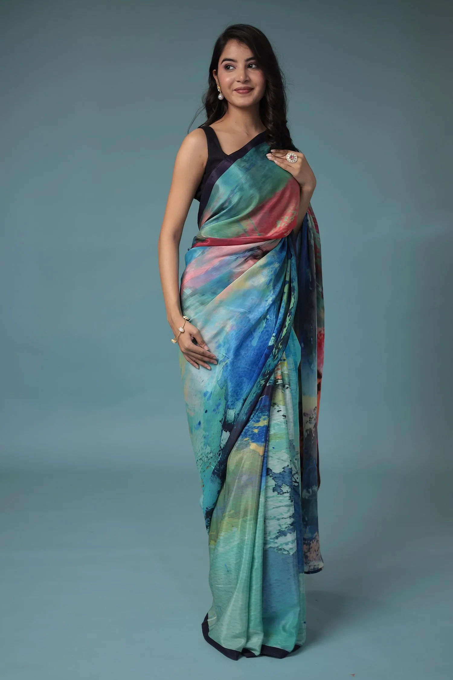 Digital Print Crepe Silk Saree