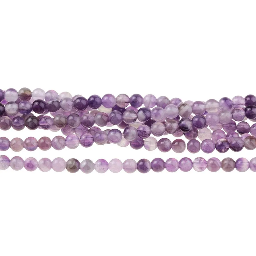 Dog Teeth Amethyst 4mm Round 8-Inch