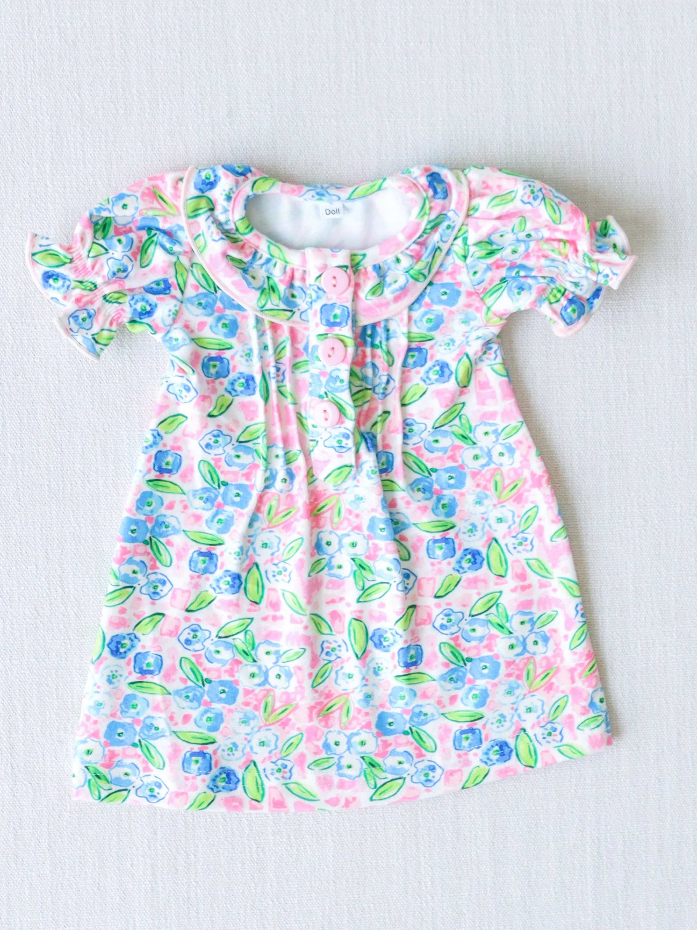 Doll Ruffled Play Dress - Spring Blues