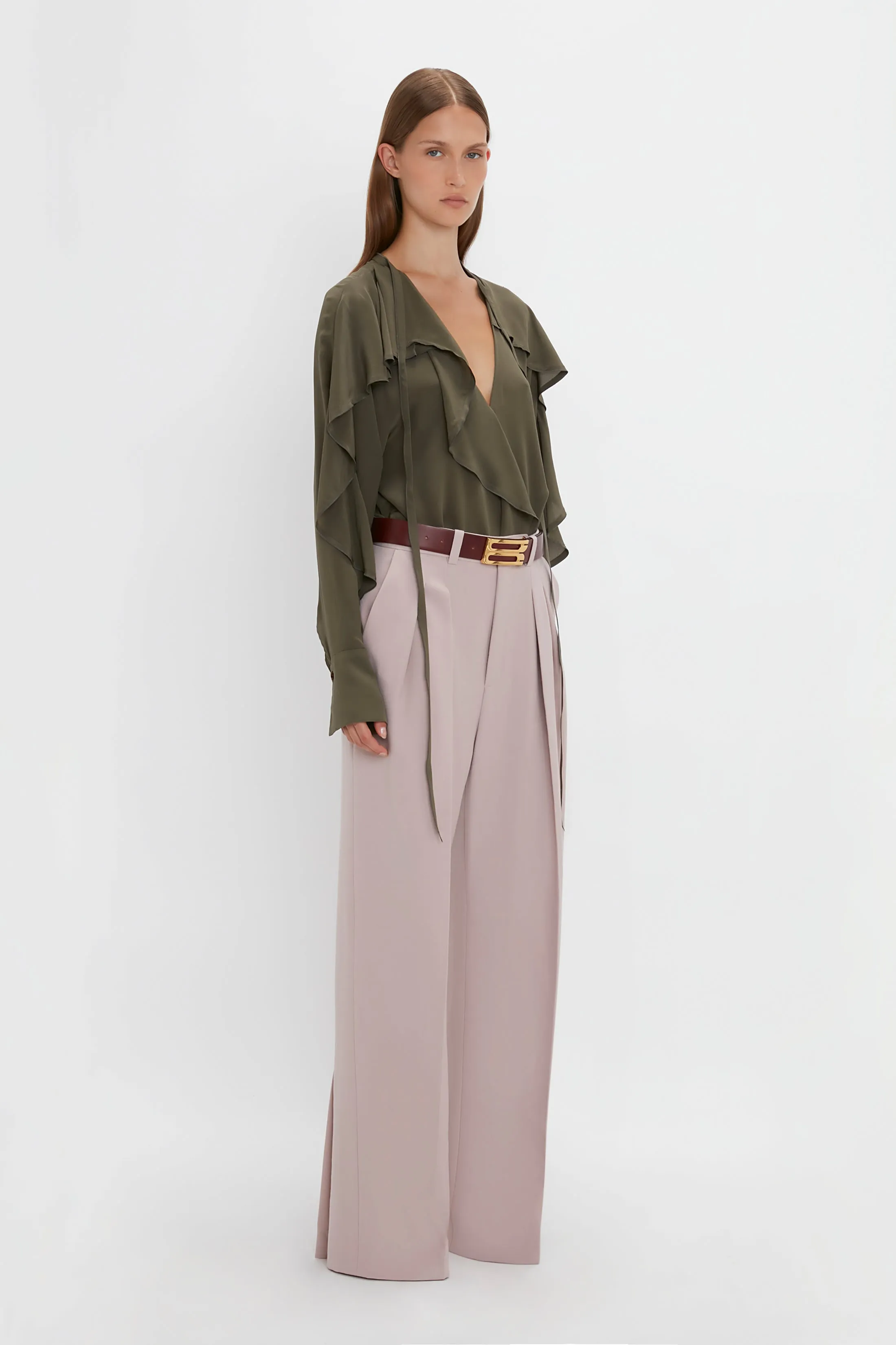 Double Pleat Trouser In Rose Quartz