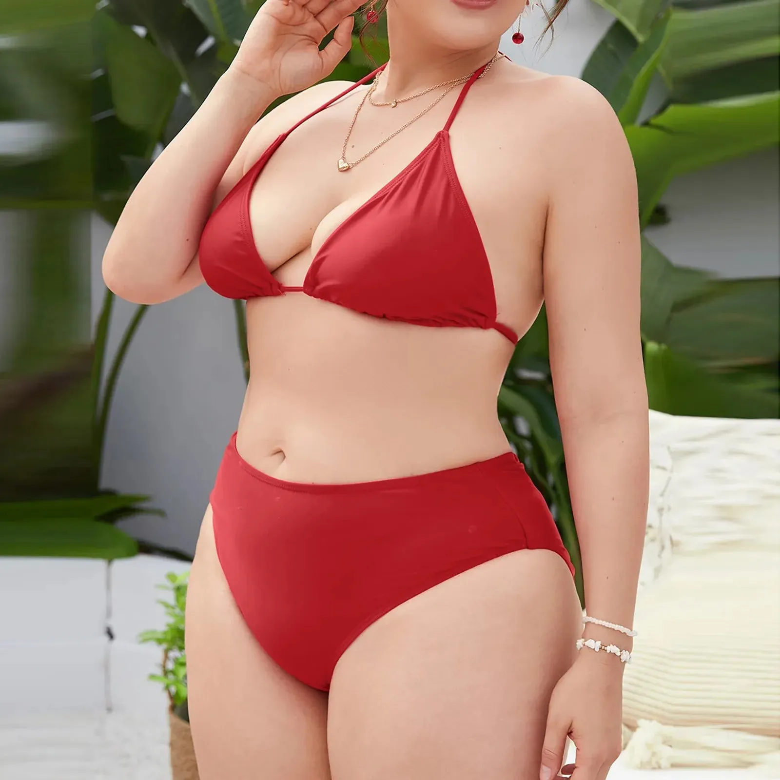 Dreiteiliges Bikini-Set in Übergröße „Sweet Strawberry“