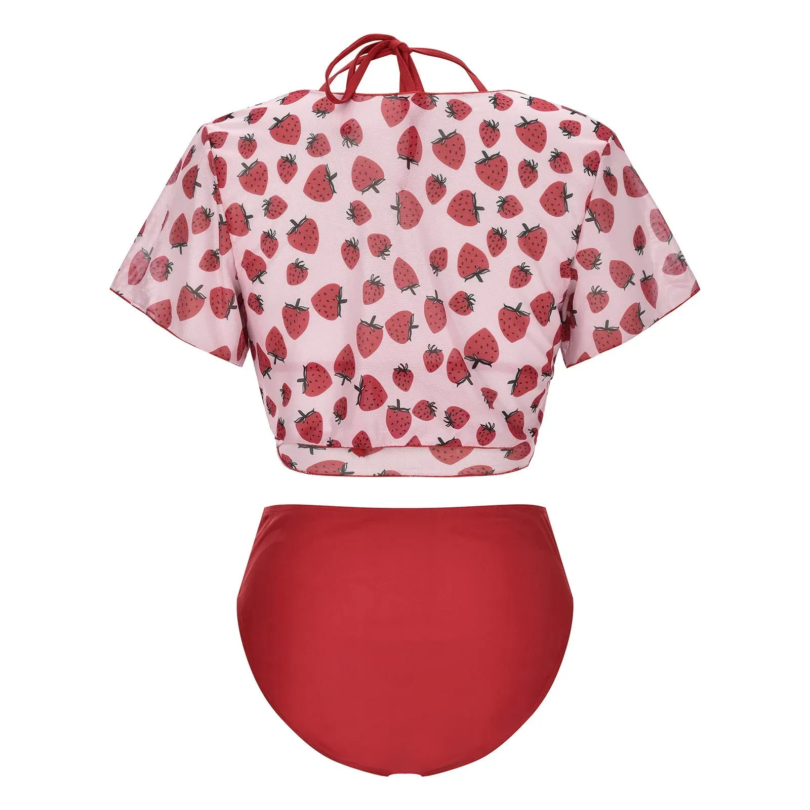 Dreiteiliges Bikini-Set in Übergröße „Sweet Strawberry“