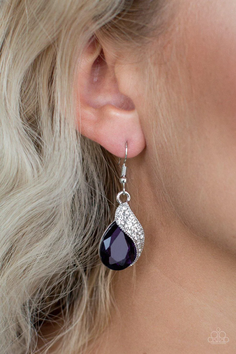 Easy Elegance Purple Gem Earrings - Paparazzi Accessories