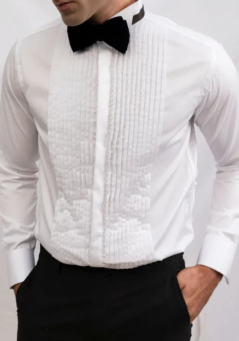 Egyptian White 60's Poplin Tuxedo Shirt - Wingtip Collar