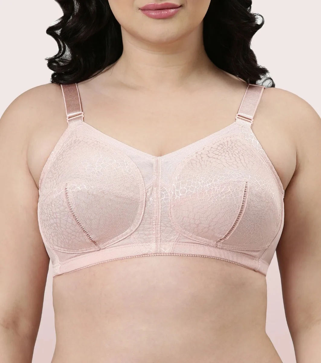 Enamor Body Transform F096 Ultimate Curve Support Bra for Women- Full Coverage, Non Padded and Wirefree - Pearl