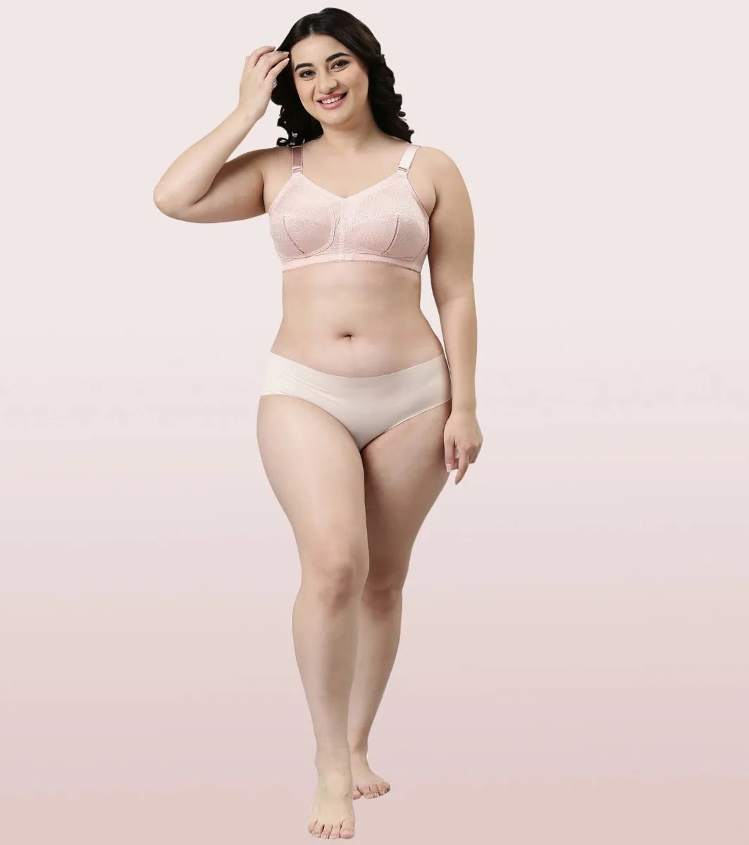 Enamor Body Transform F096 Ultimate Curve Support Bra for Women- Full Coverage, Non Padded and Wirefree - Pearl