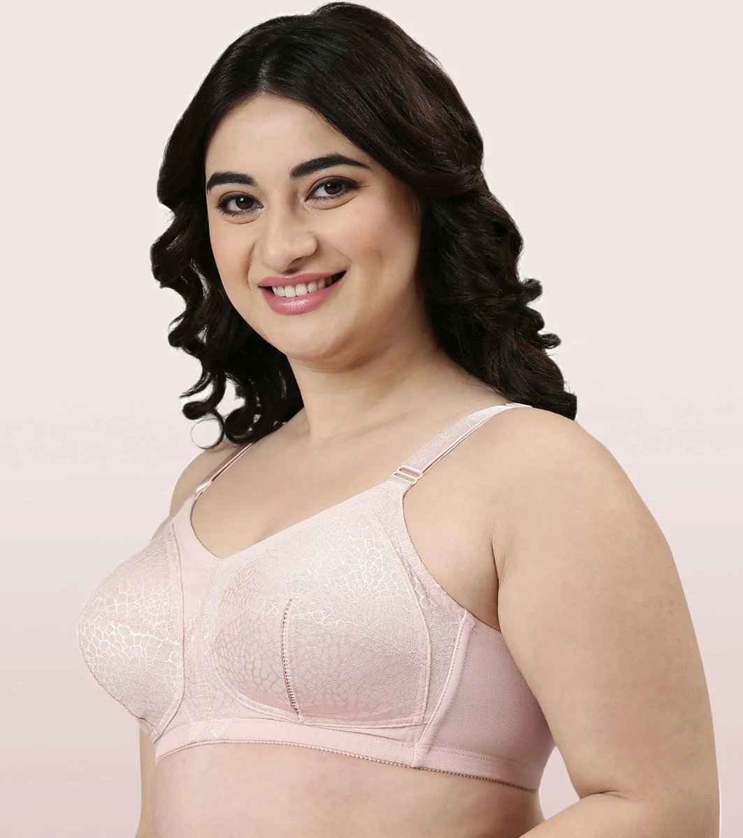 Enamor Body Transform F096 Ultimate Curve Support Bra for Women- Full Coverage, Non Padded and Wirefree - Pearl