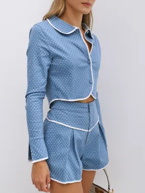 Estha Polka Print Jacket | Pale Blue