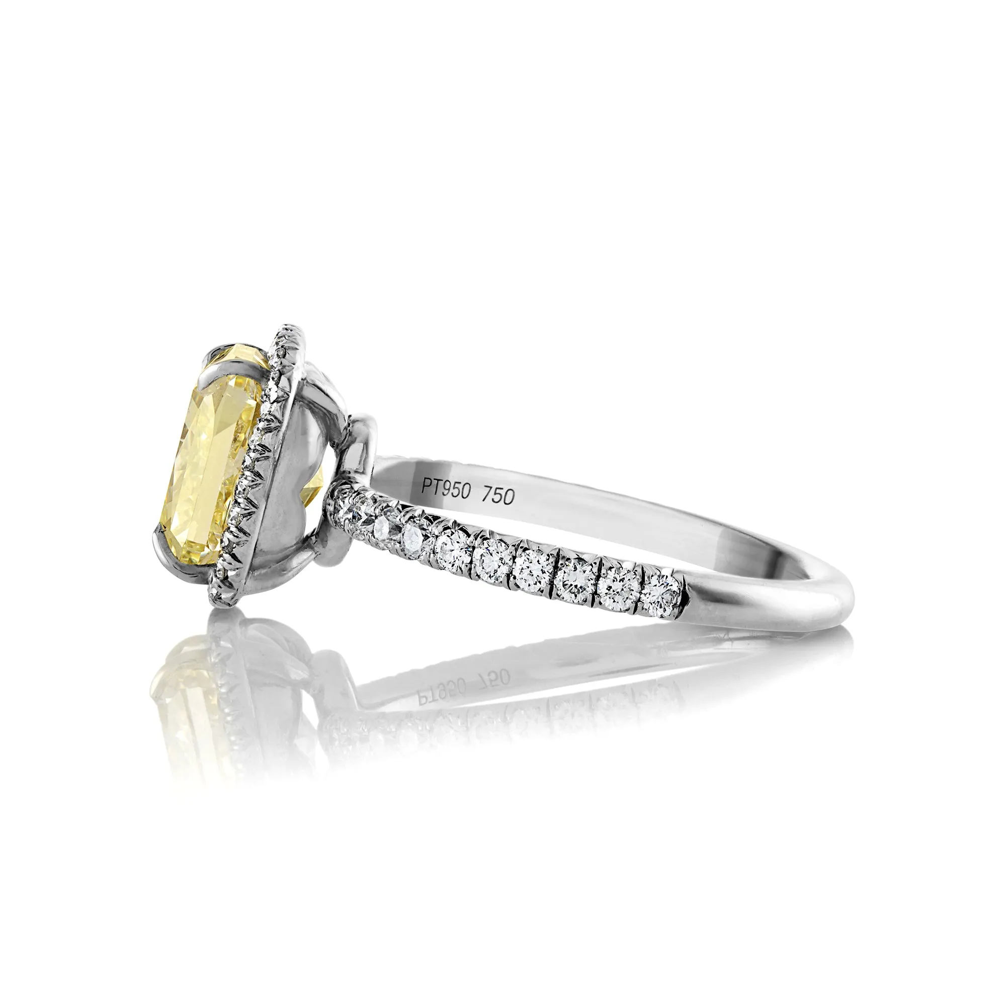 GIA 3.14ctw Estate Vintage Natural Fancy Yellow Radiant Diamond Plat 18k Ring