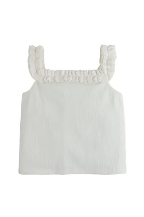 Gingersnaps Ruffle Ribbed Knit Sleeveless Top