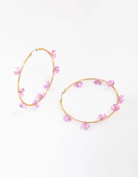 Gold Flower Bloom Hoop Earrings