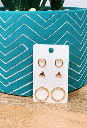 Gold Geometric Earring Set