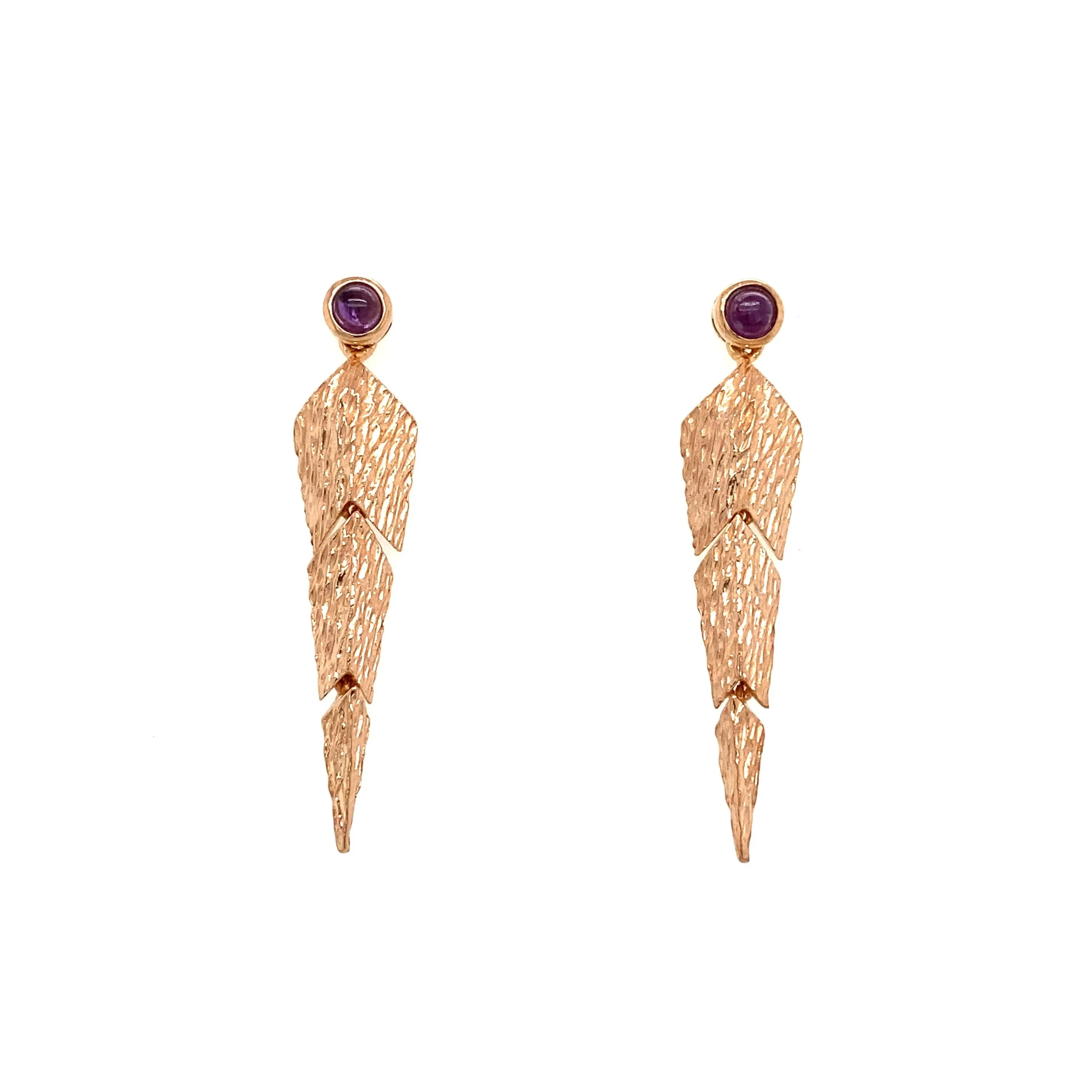 Gold Plated Cabochon Wing Earrings