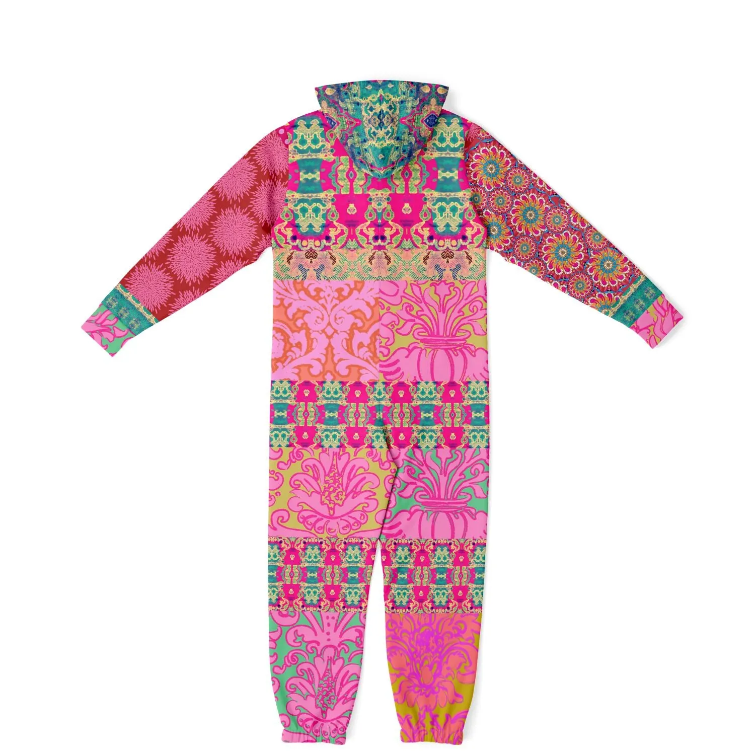 Gypsy Beat Pink Floral Patchwork Unisex Fleece Romper