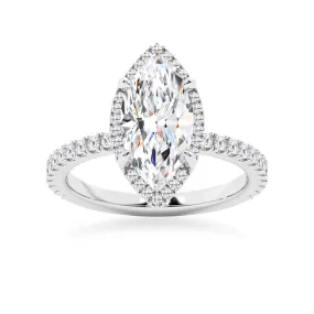 Half Eternity Marquise Cut Moissanite Halo Engagement Ring