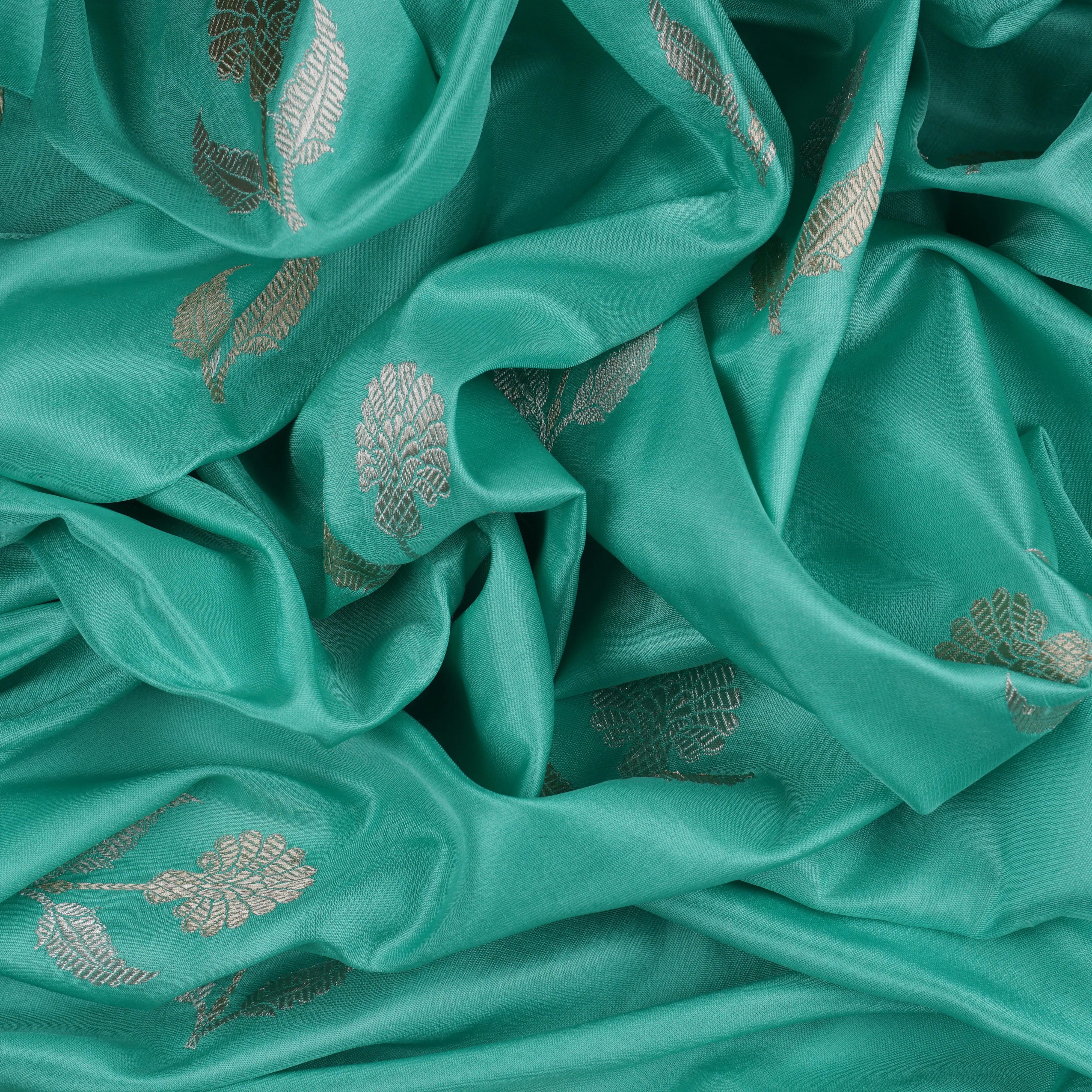 Handwoven Aqua Banarasi Silk Saree - 1671T006231DSC