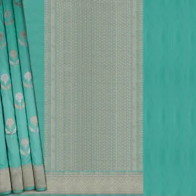 Handwoven Aqua Banarasi Silk Saree - 1671T006231DSC