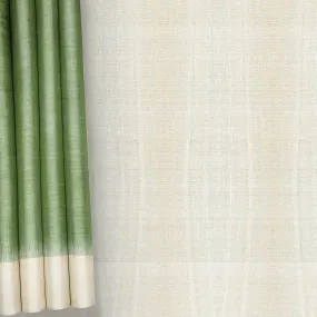 Handwoven Green with Beige Tussar Silk Saree - 1202T003347DSC