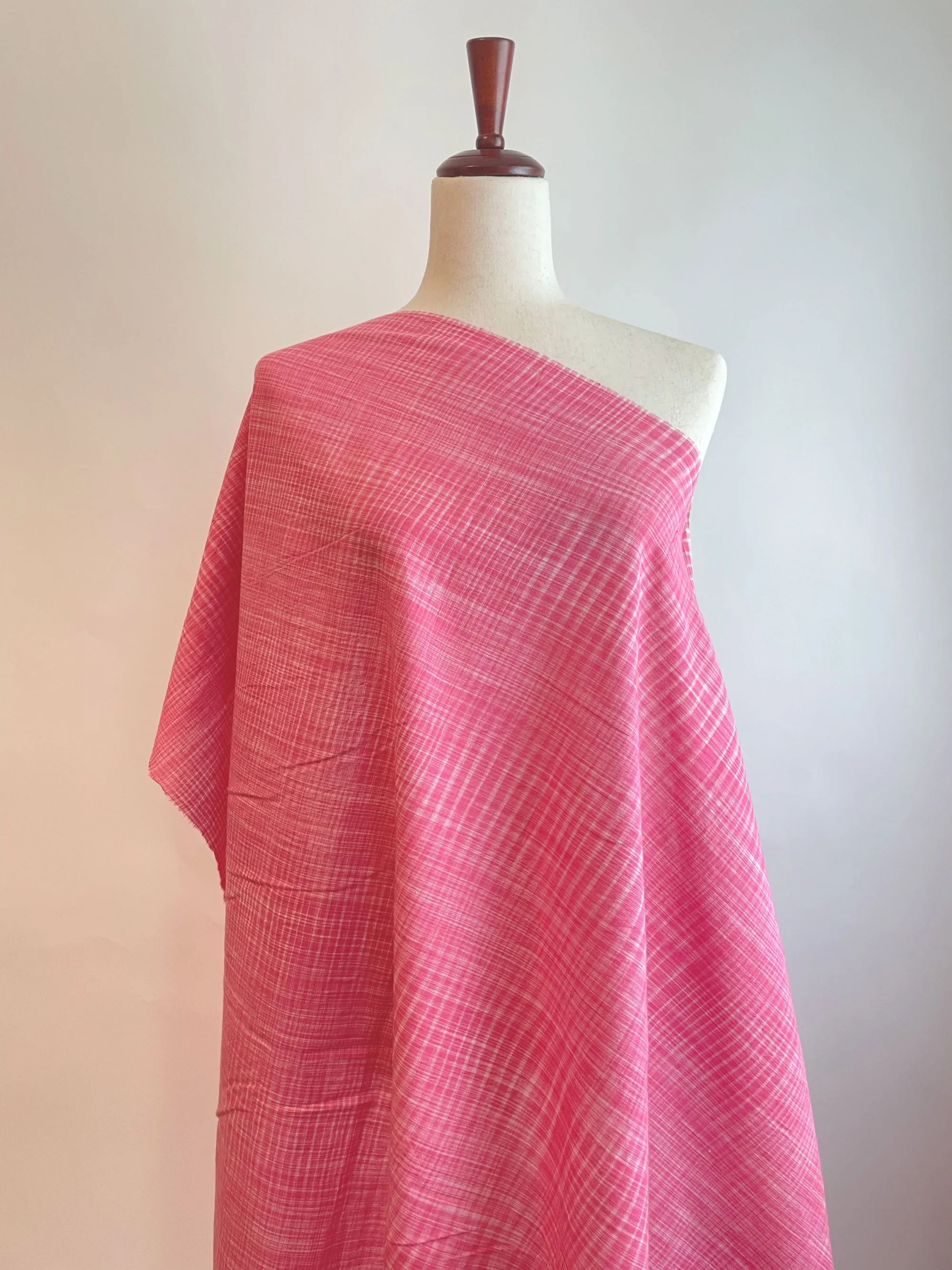 Handwoven Yarn Dyed Cotton Fabric in Bubble Gum Pink | Fair Trade from India