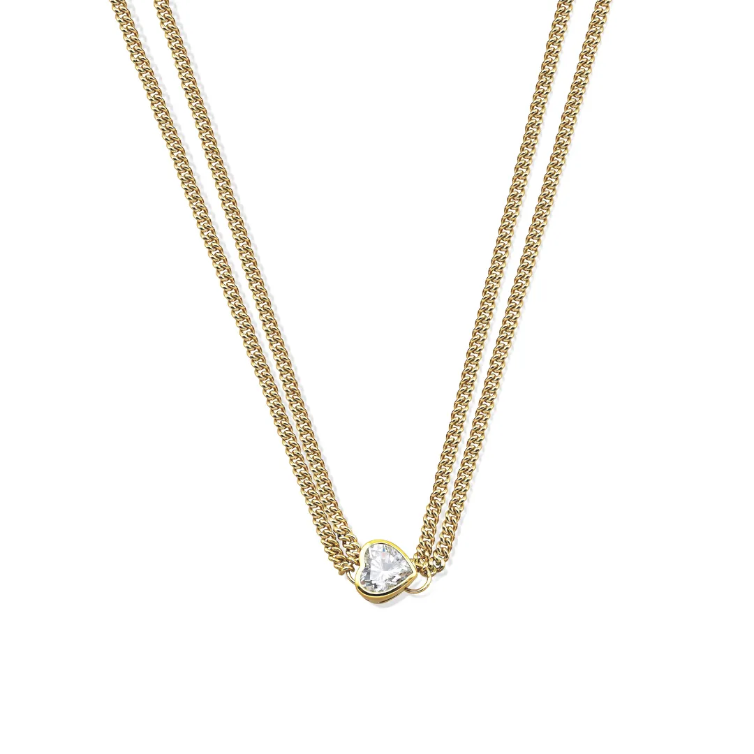 Heavenly London 24ct Gold plated sterling silver Bezel Set Heart Body Chain