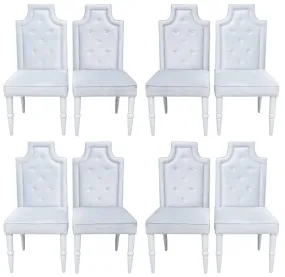 Hollywood Regency Button Tufted Dining Chairs, Set of 8