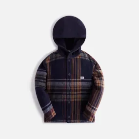 Kith Kids Plaid Overshirt Hoodie - Ink