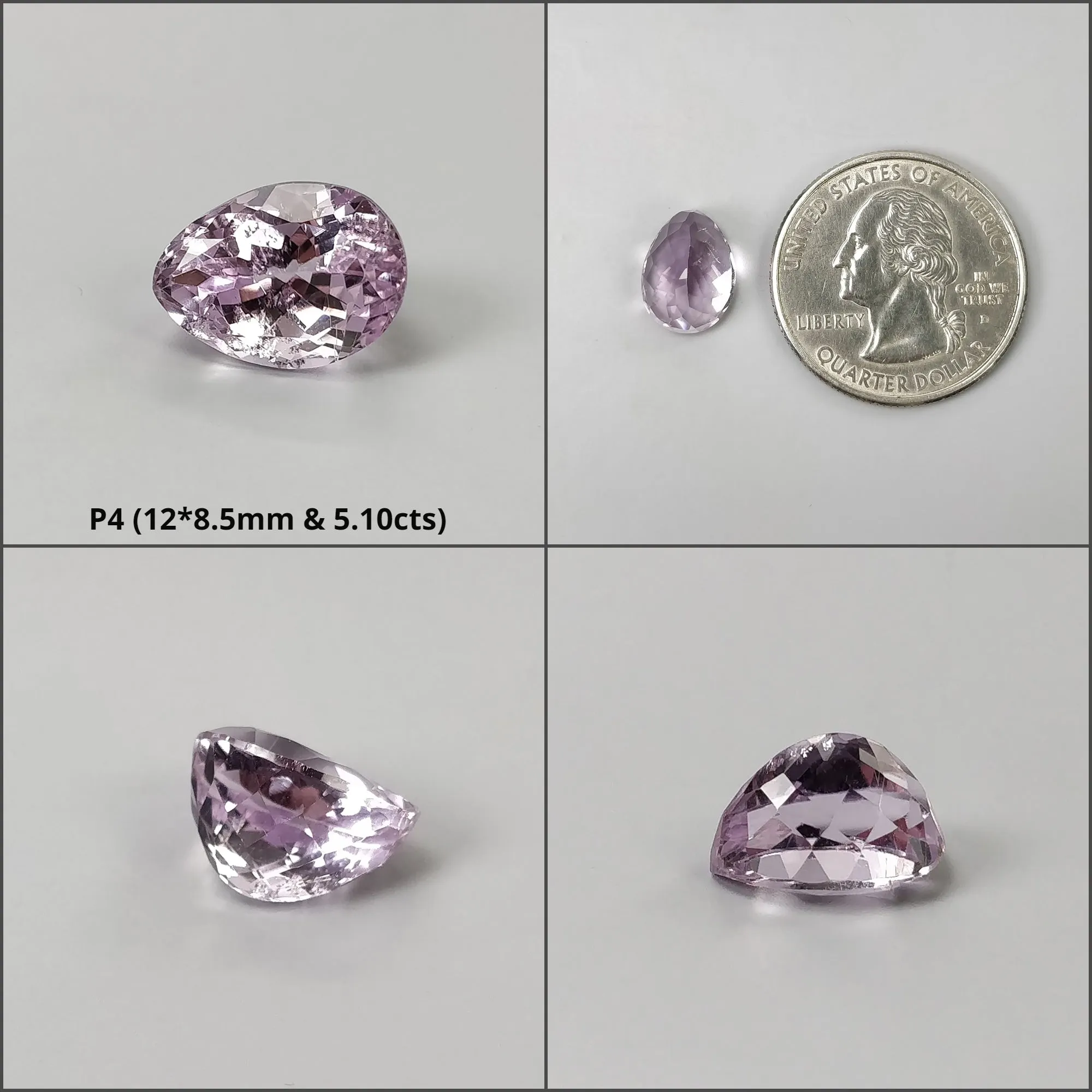 KUNZITE Gemstone Normal Cut : Natural Untreated Unheated Purple Kunzite Pear Shape