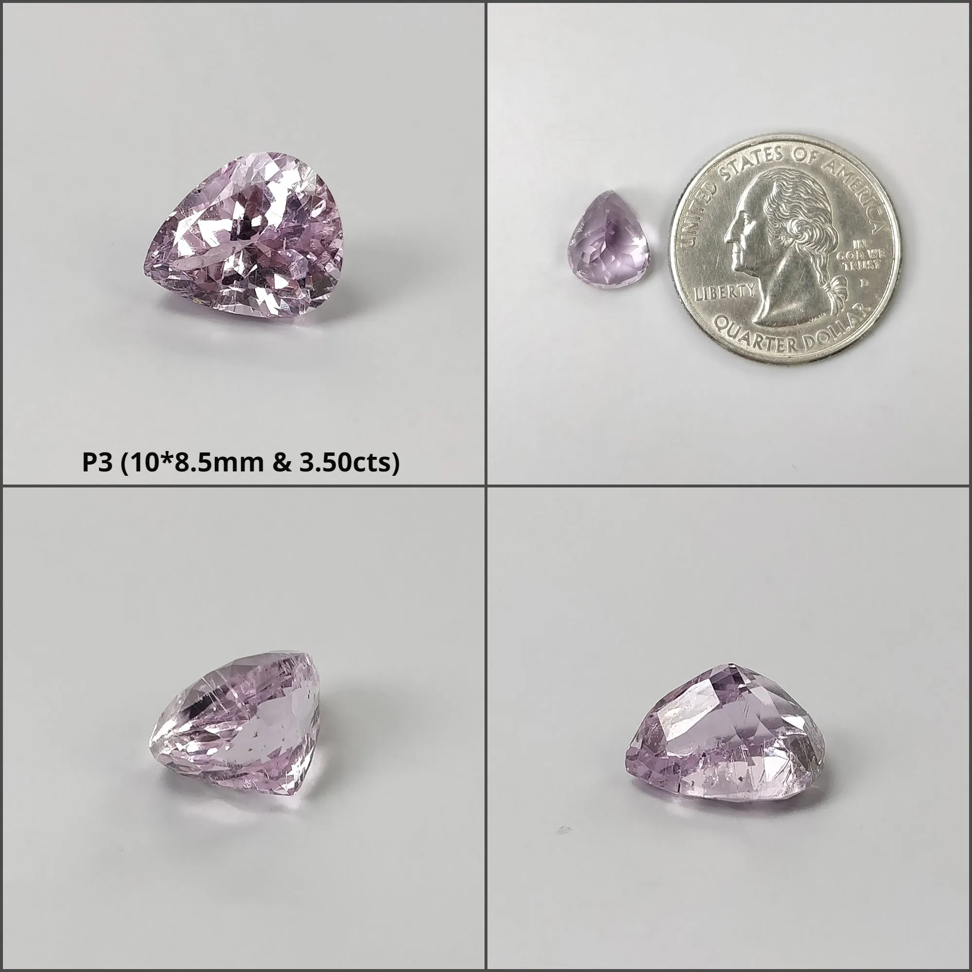 KUNZITE Gemstone Normal Cut : Natural Untreated Unheated Purple Kunzite Pear Shape