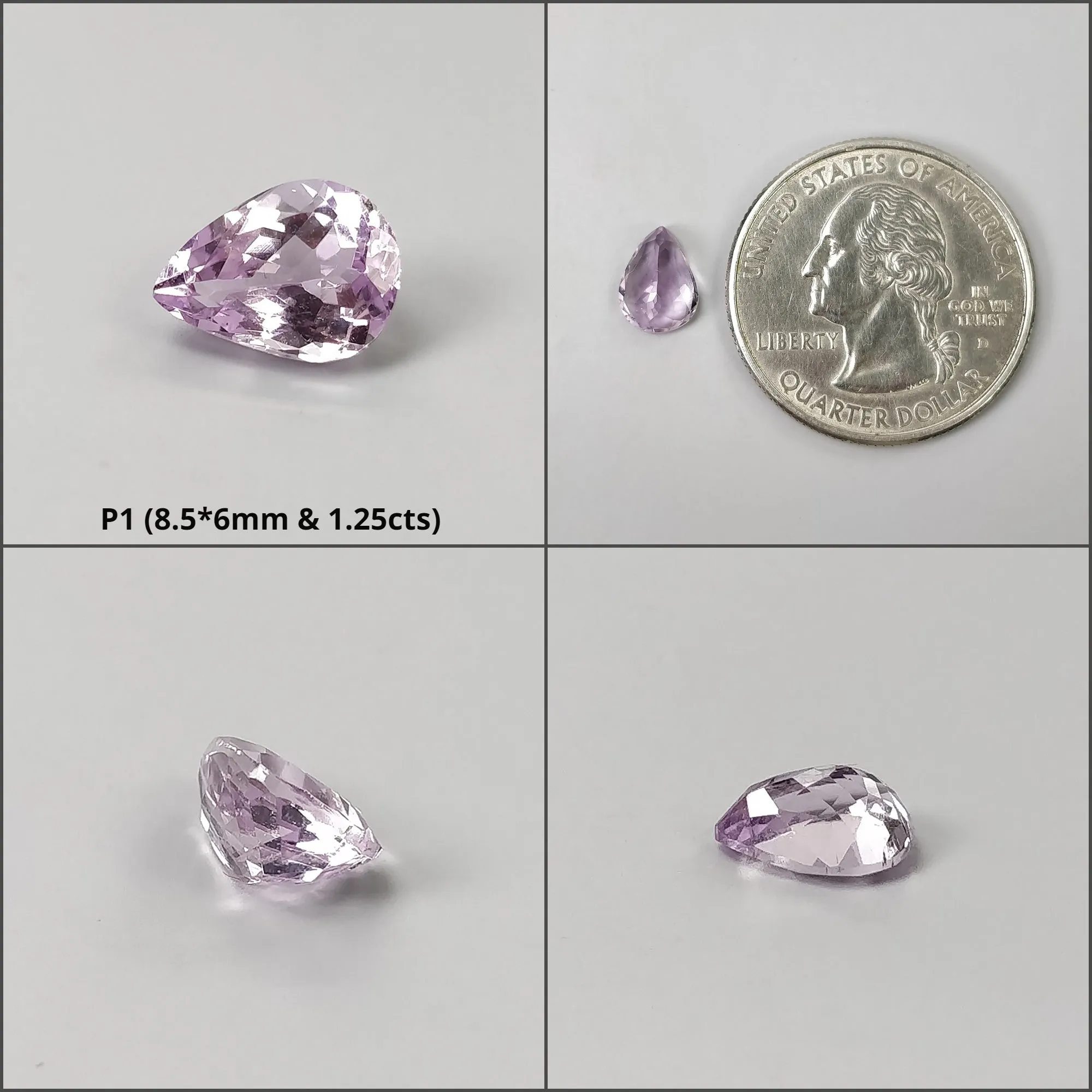 KUNZITE Gemstone Normal Cut : Natural Untreated Unheated Purple Kunzite Pear Shape