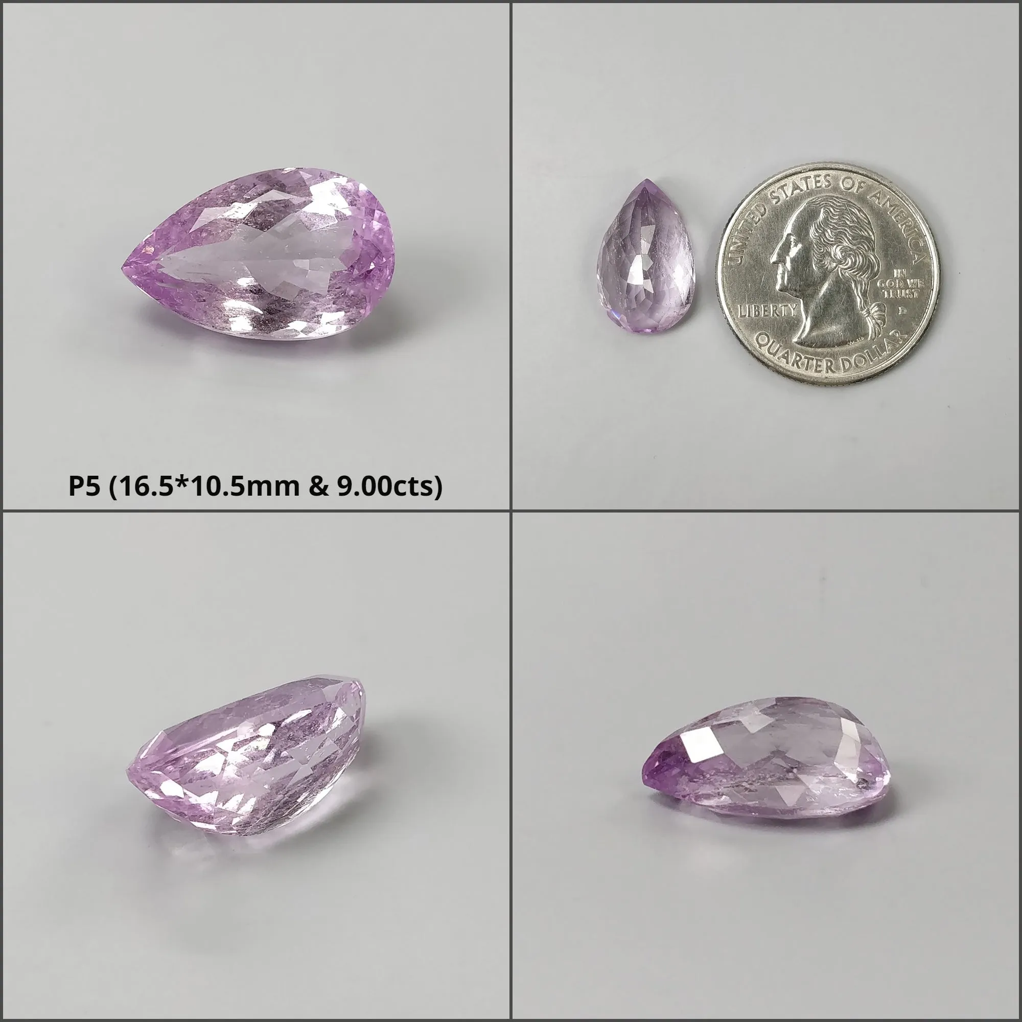 KUNZITE Gemstone Normal Cut : Natural Untreated Unheated Purple Kunzite Pear Shape