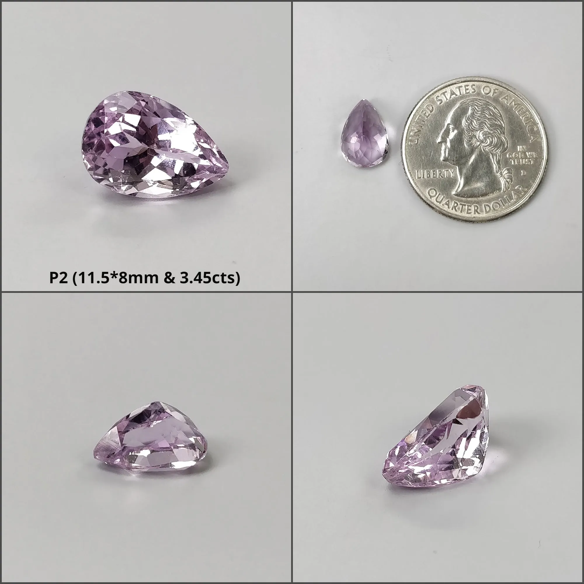 KUNZITE Gemstone Normal Cut : Natural Untreated Unheated Purple Kunzite Pear Shape