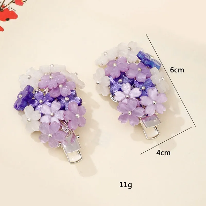 Lavender Violet Flower Hair Clips Wedding Bridal Hair Accessory