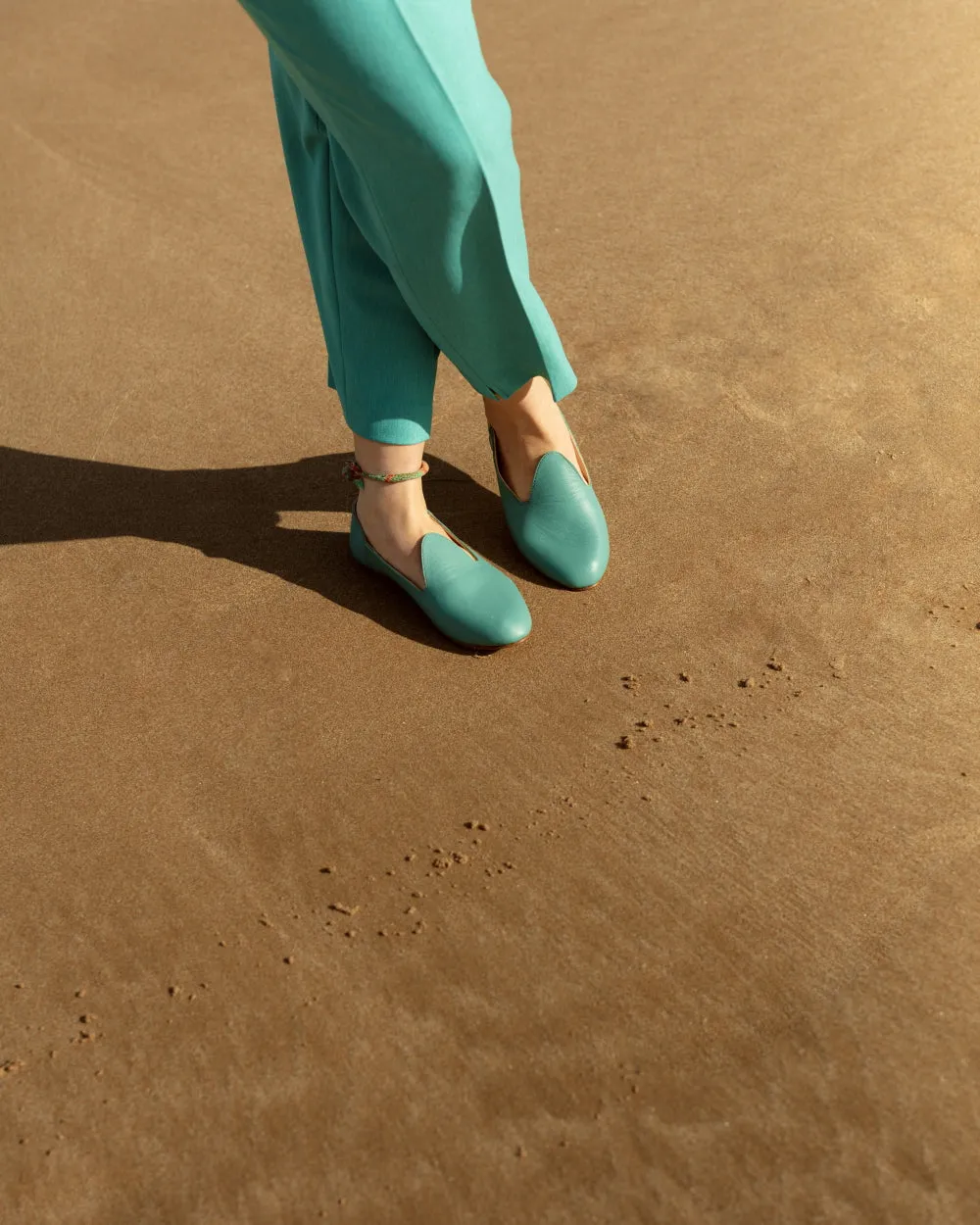 Leather Slide Loafer in Blue