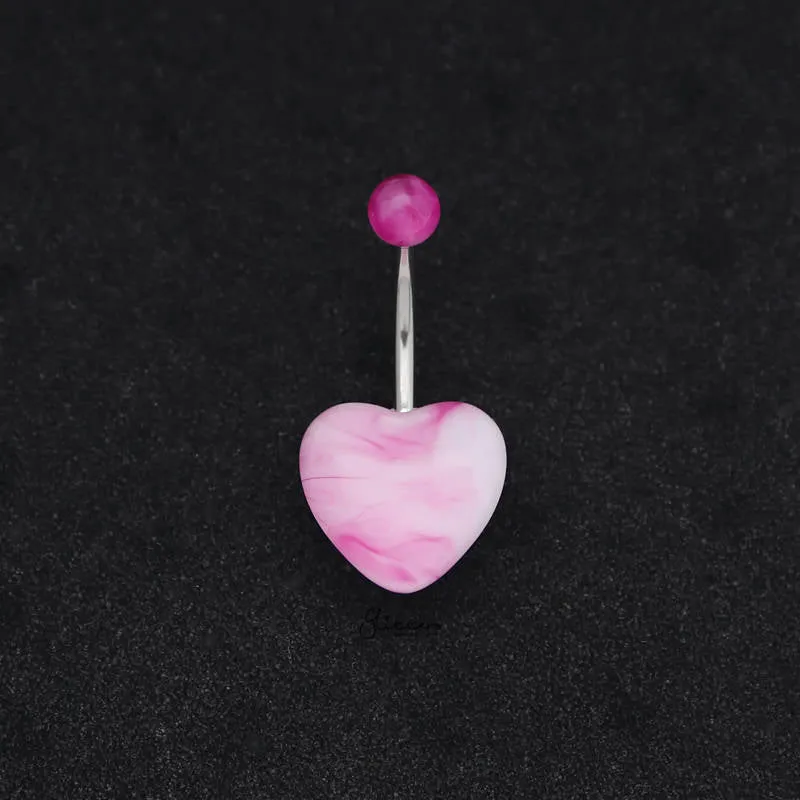 Marble Acrylic Heart Belly Button Navel Ring - Purple