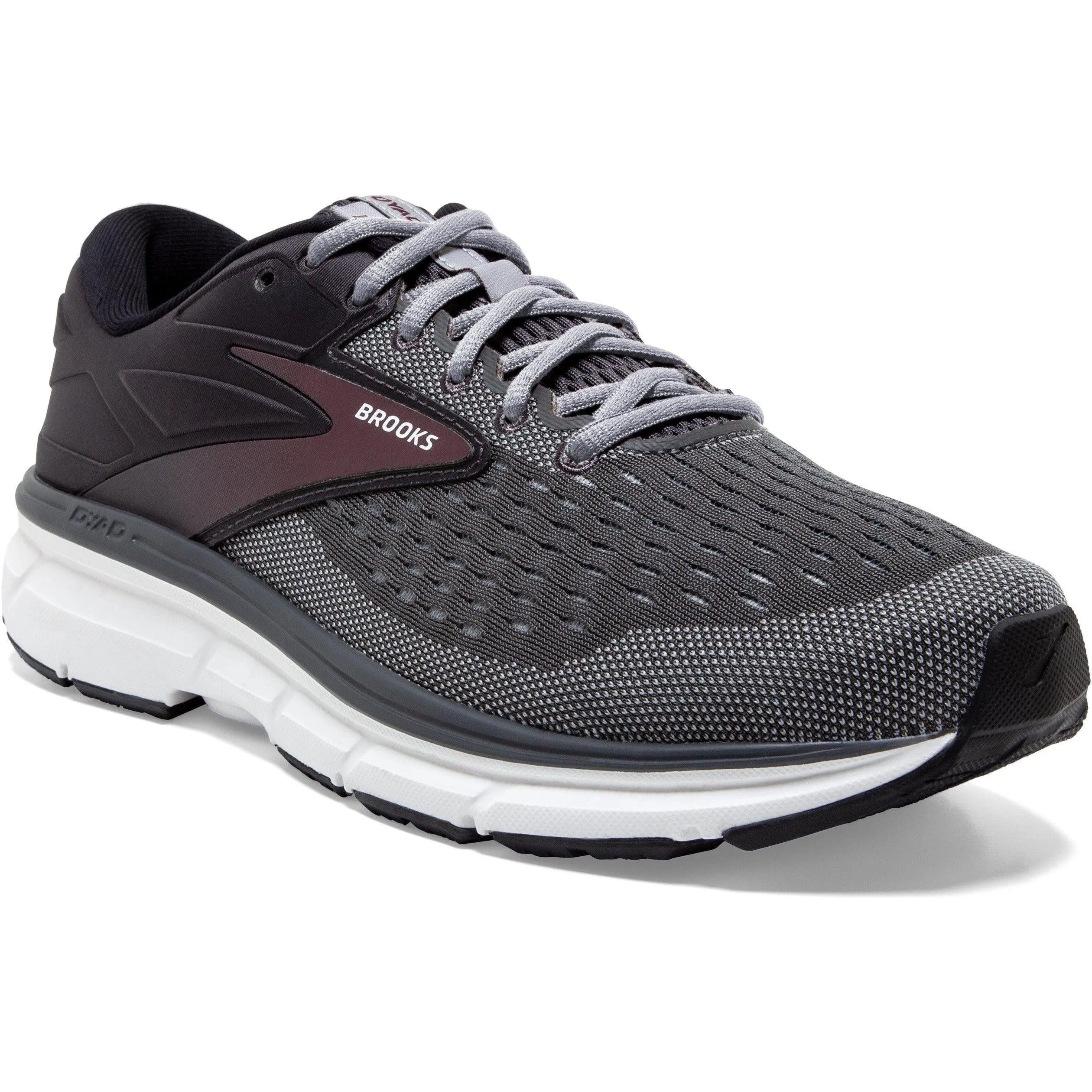 Men's Brooks Dyad 11, Blackened Pearl/Alloy/Red, 9 2E Wide