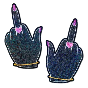 Middle Finger Pasties: Glittering F*ck You Lady Hands Nipple Covers