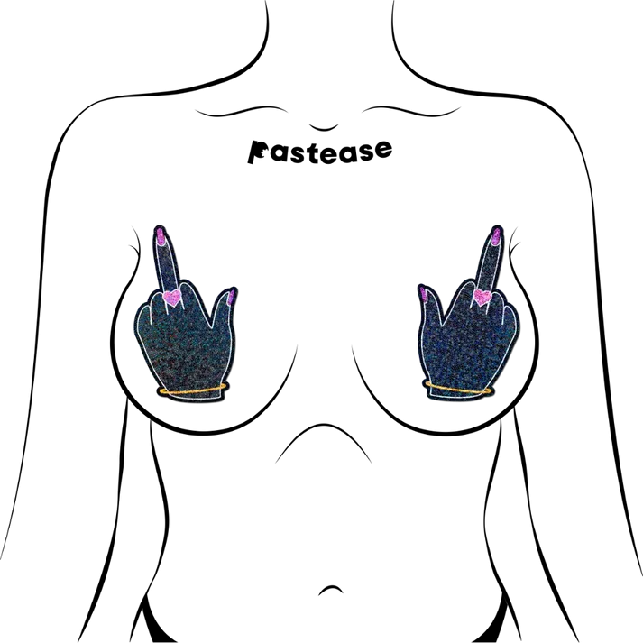 Middle Finger Pasties: Glittering F*ck You Lady Hands Nipple Covers