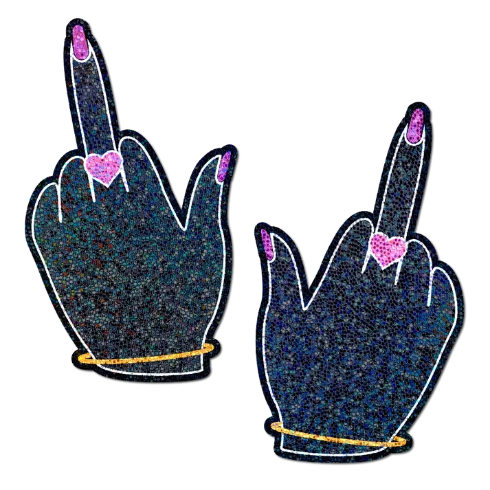 Middle Finger Pasties: Glittering F*ck You Lady Hands Nipple Covers