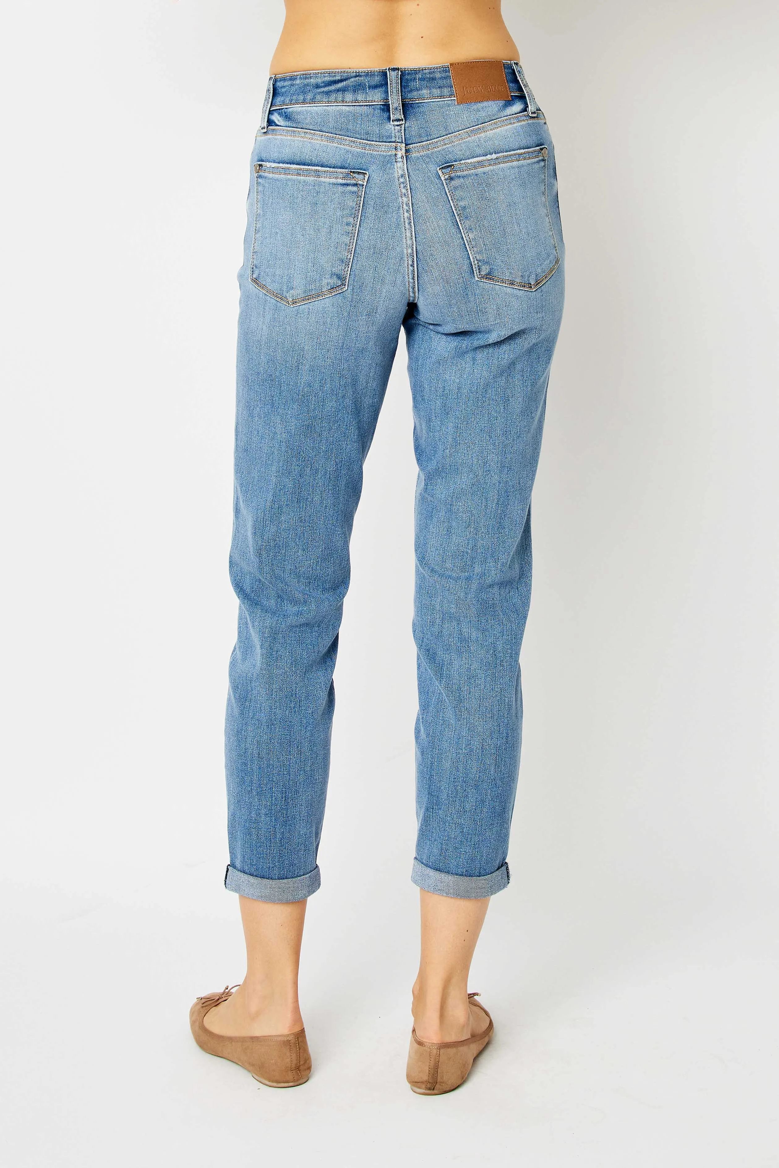 Midrise Cuffed Slim Jean-Judy Blue