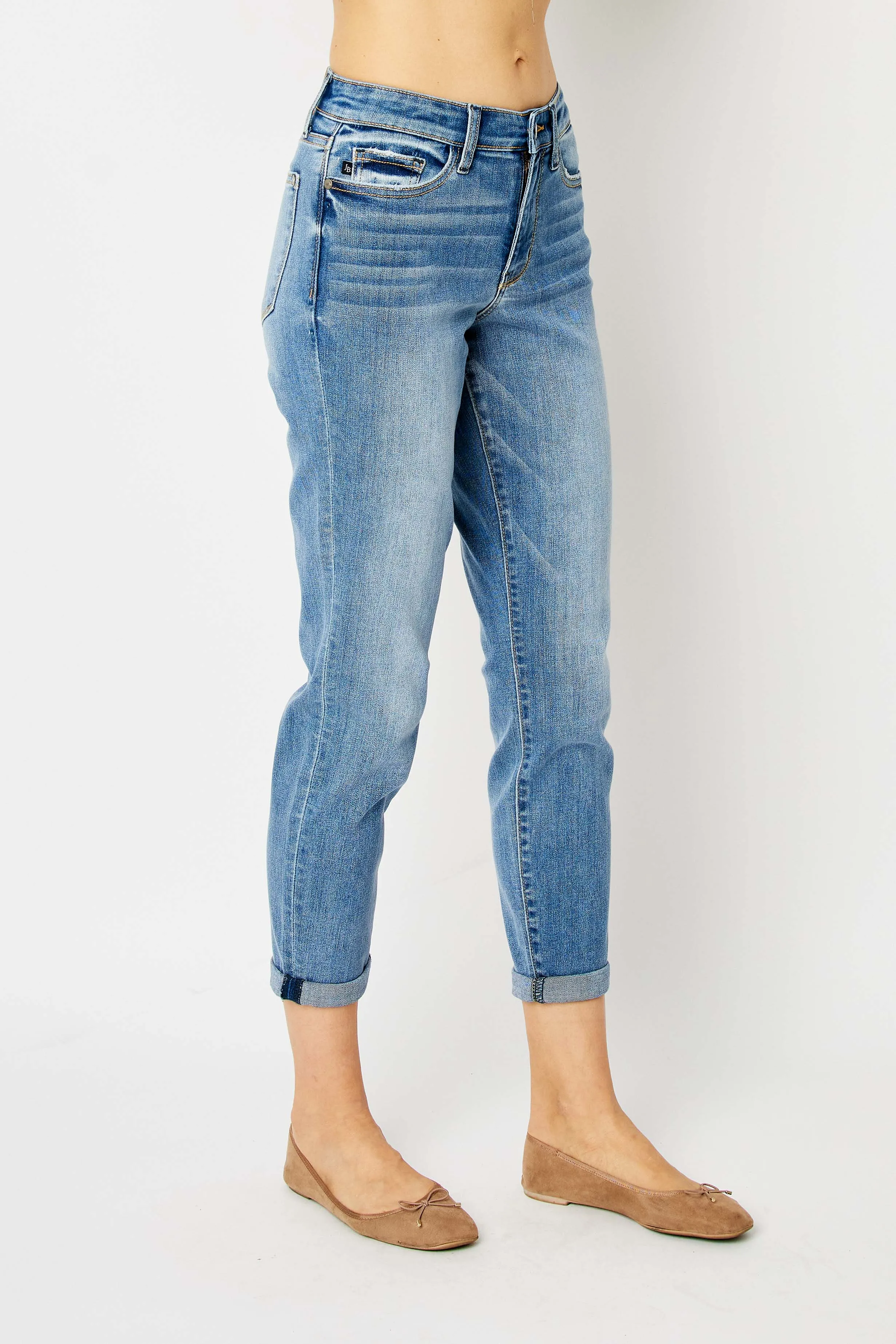 Midrise Cuffed Slim Jean-Judy Blue