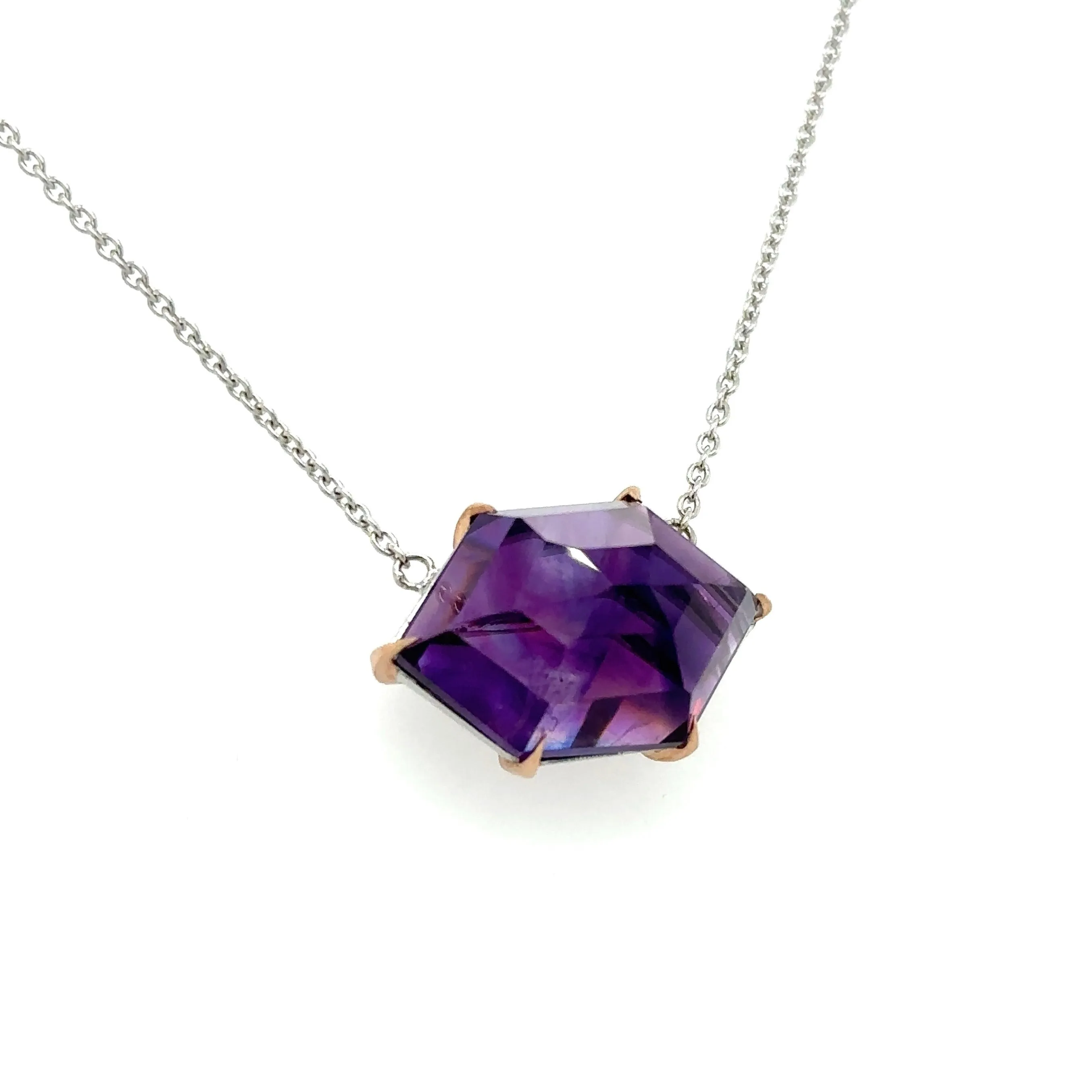 Moroccan Red Haired Amethyst Necklace