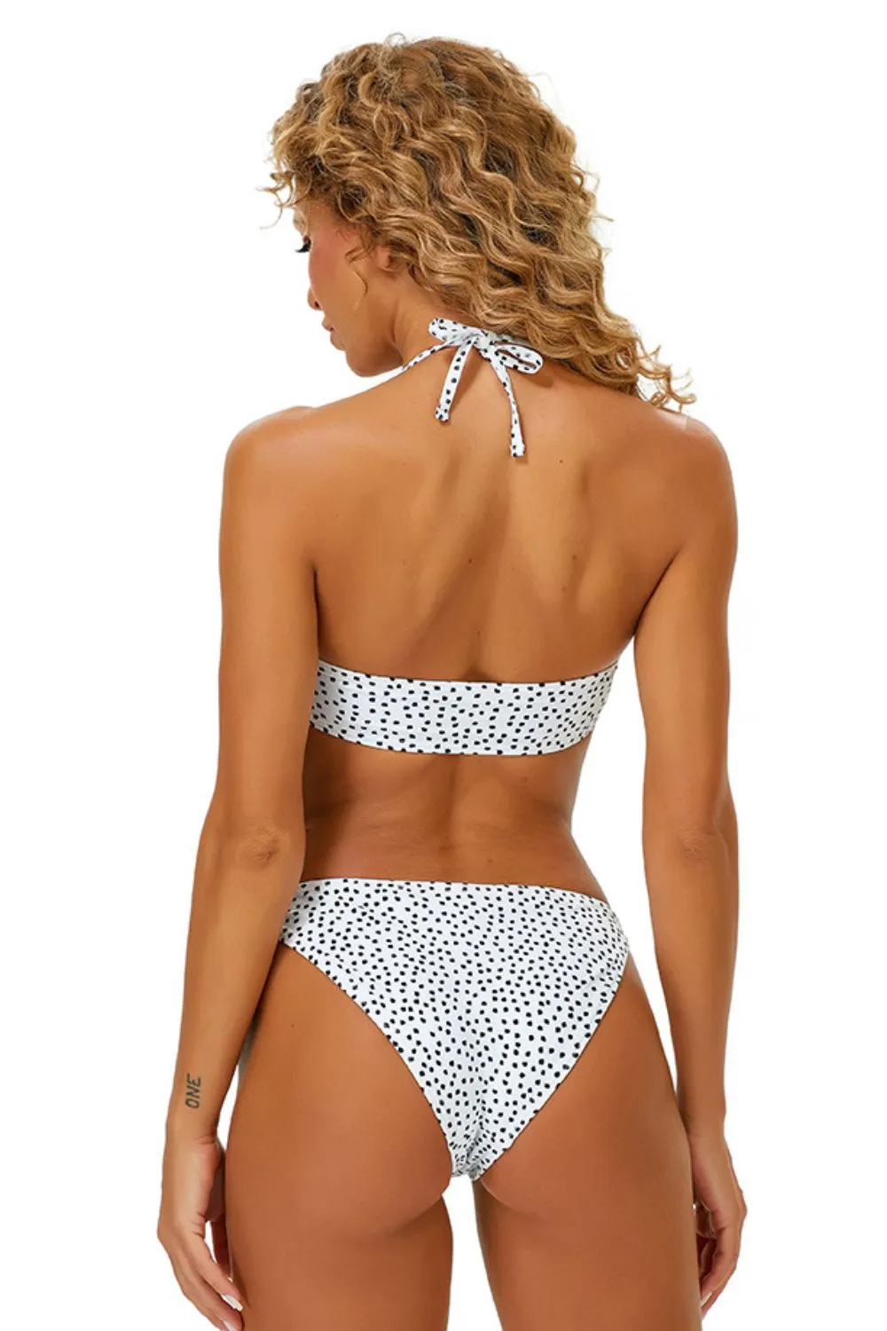 Neckholder-Bikini-Set mit gepunktetem Schleifendetail