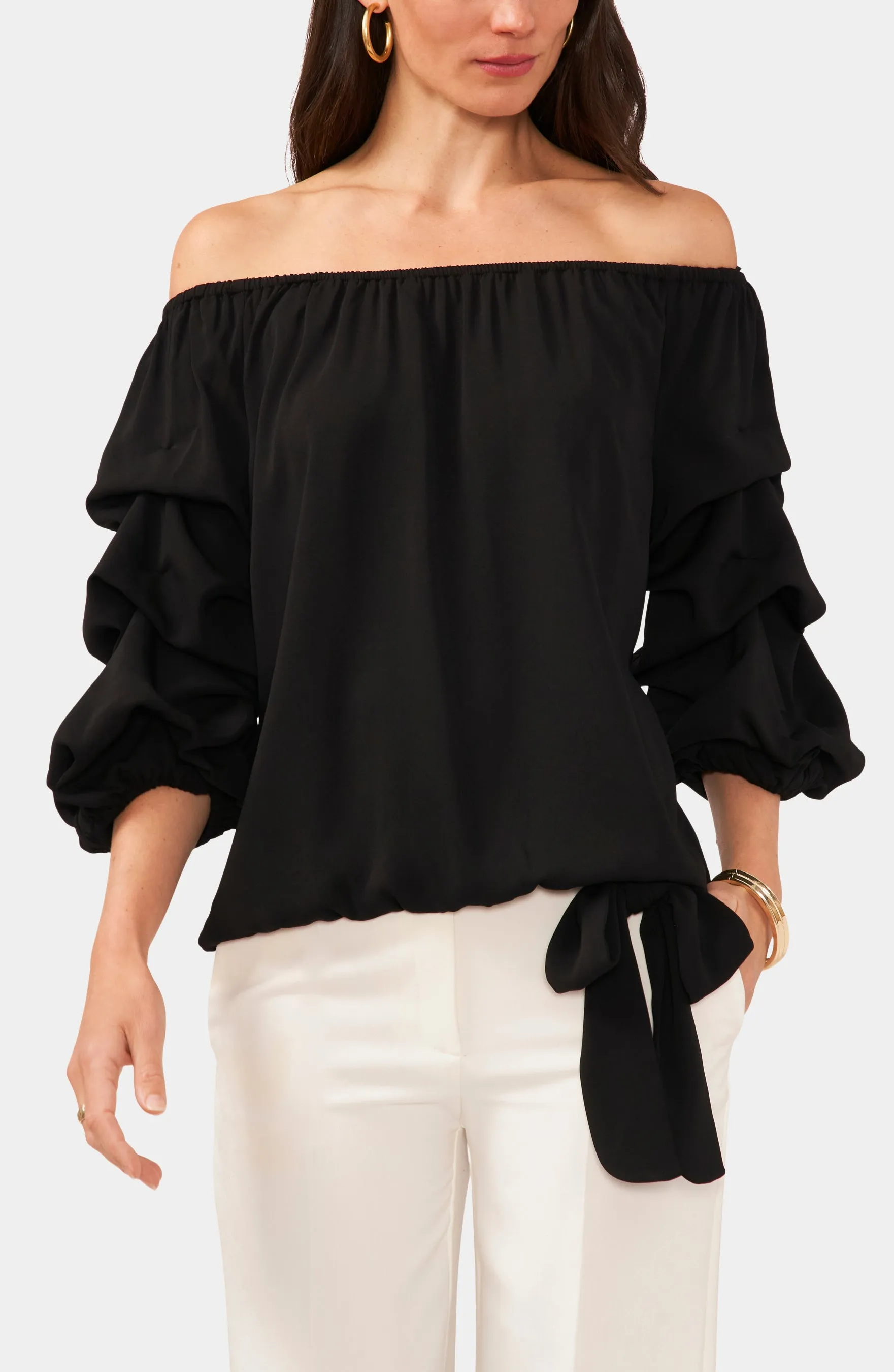 Off The Shoulder Bubble Sleeve Blouse