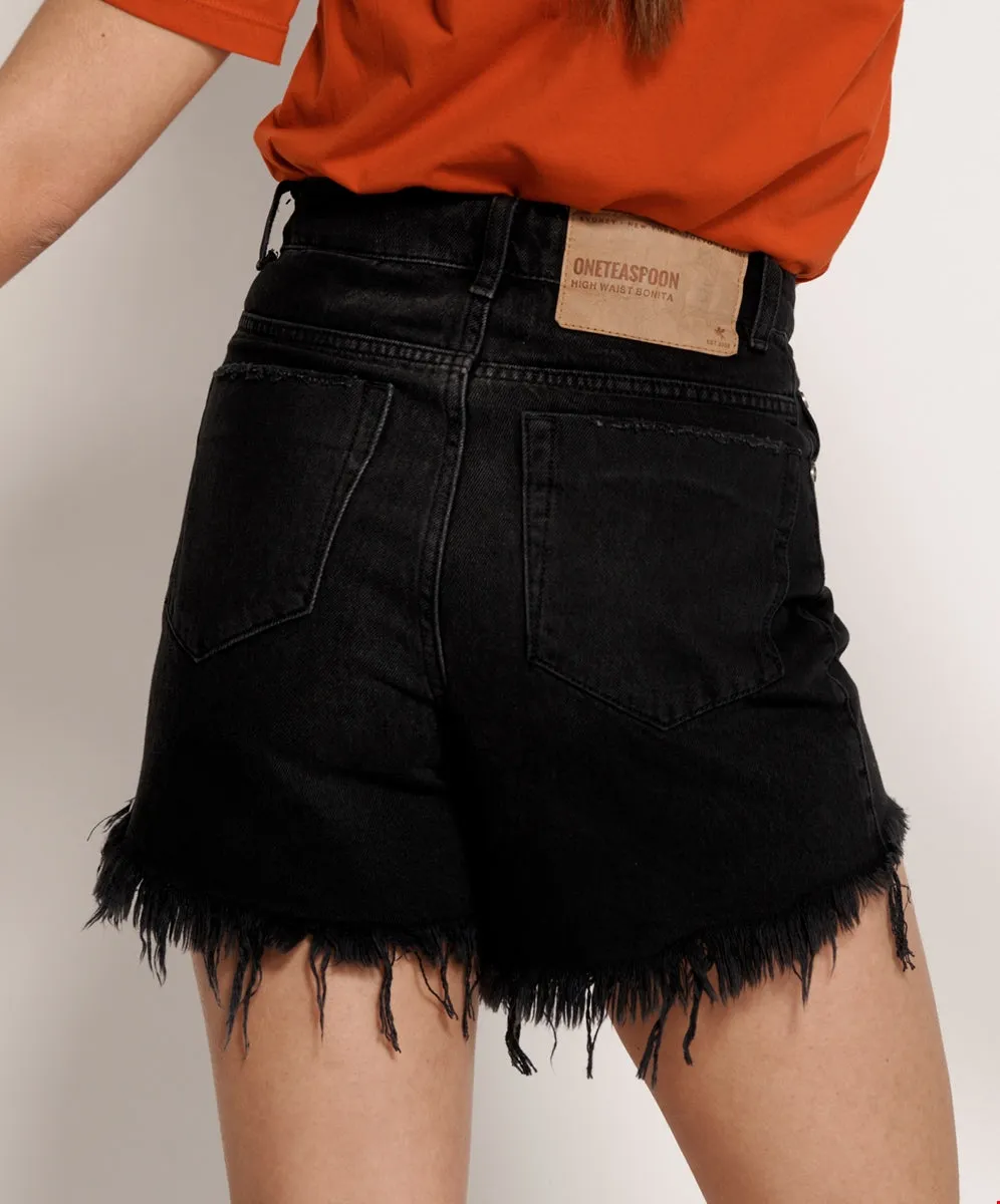 One Teaspoon Black Bonita High Waist Jean Shorts