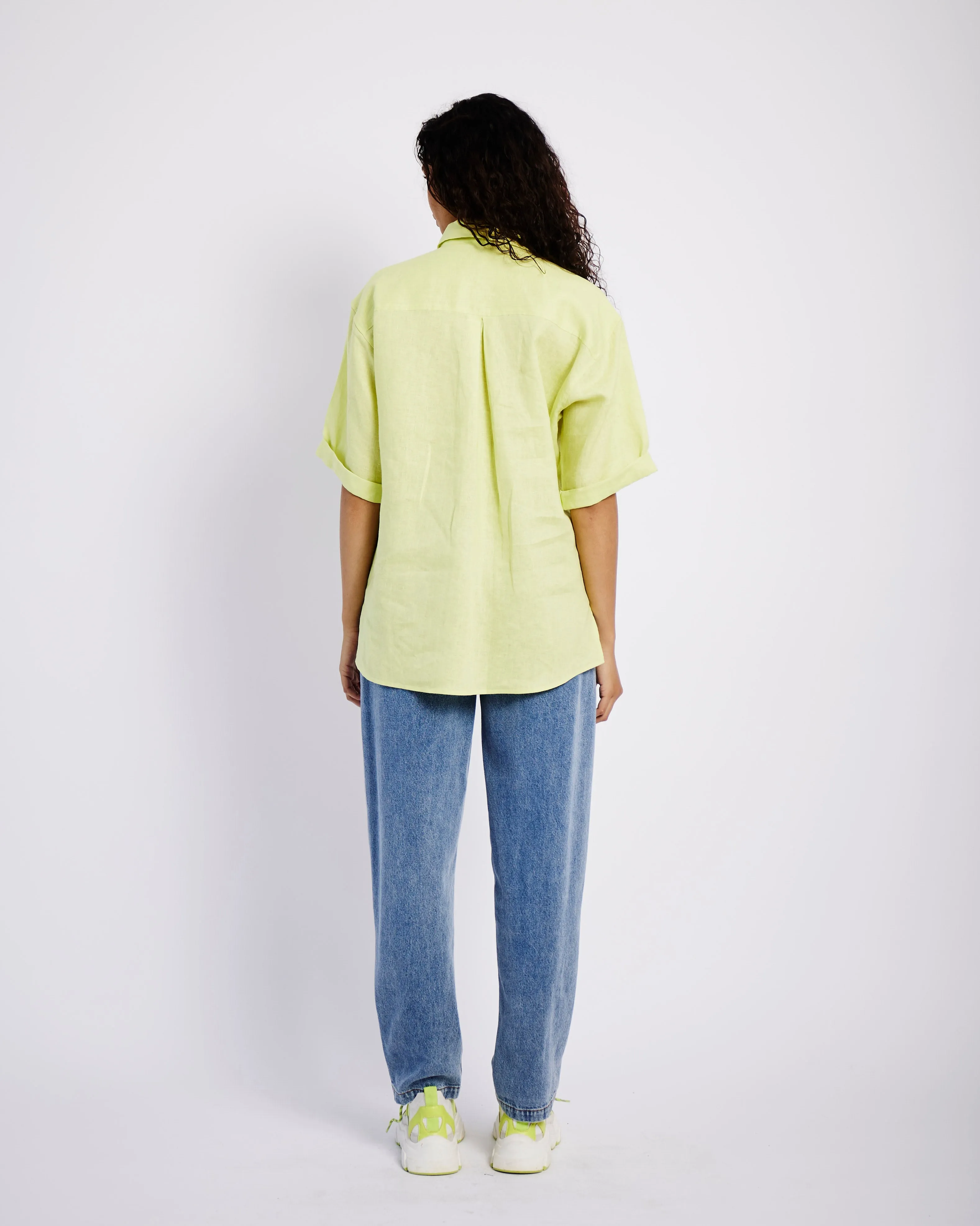 Oversized Linen Shirt in Lime