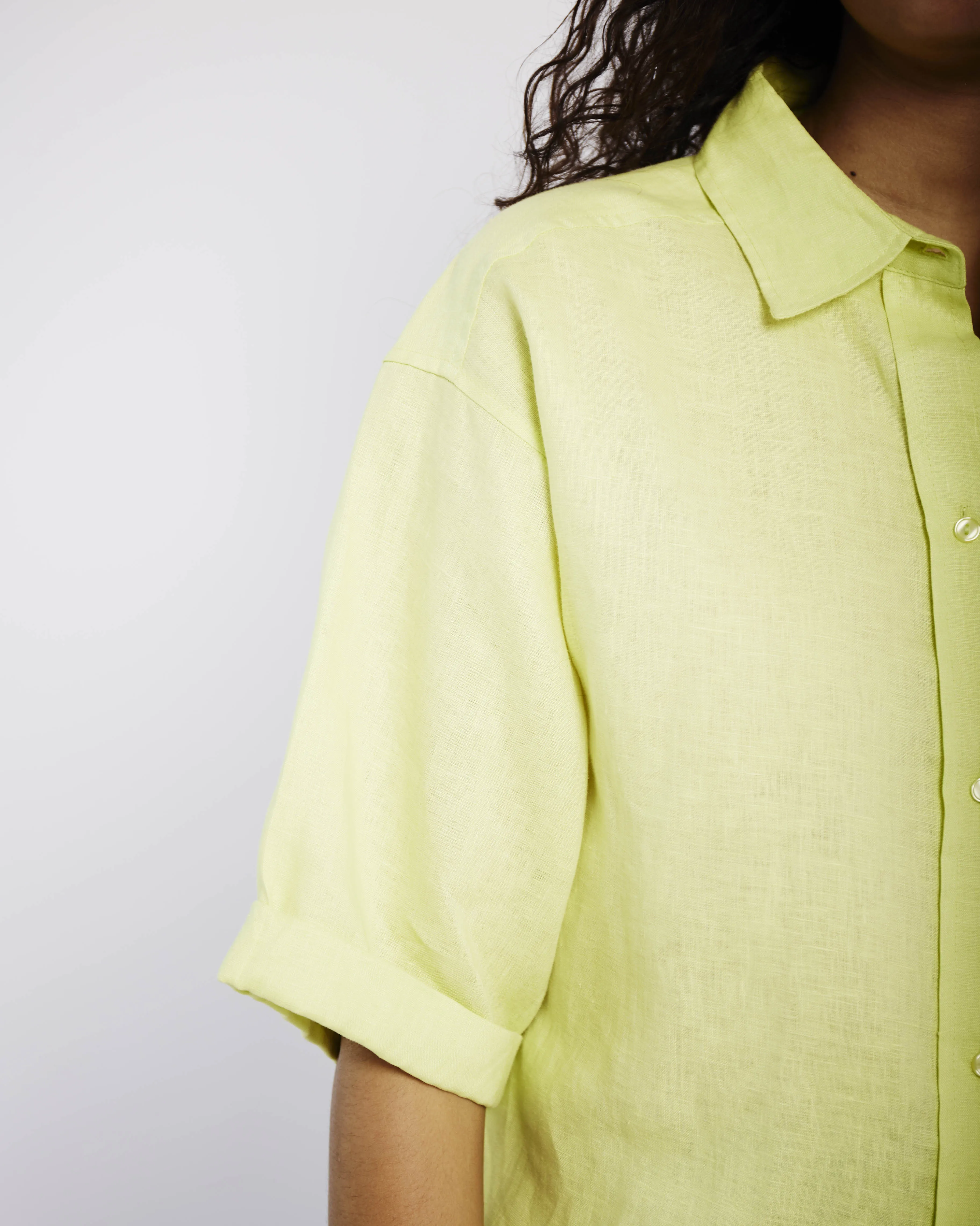 Oversized Linen Shirt in Lime