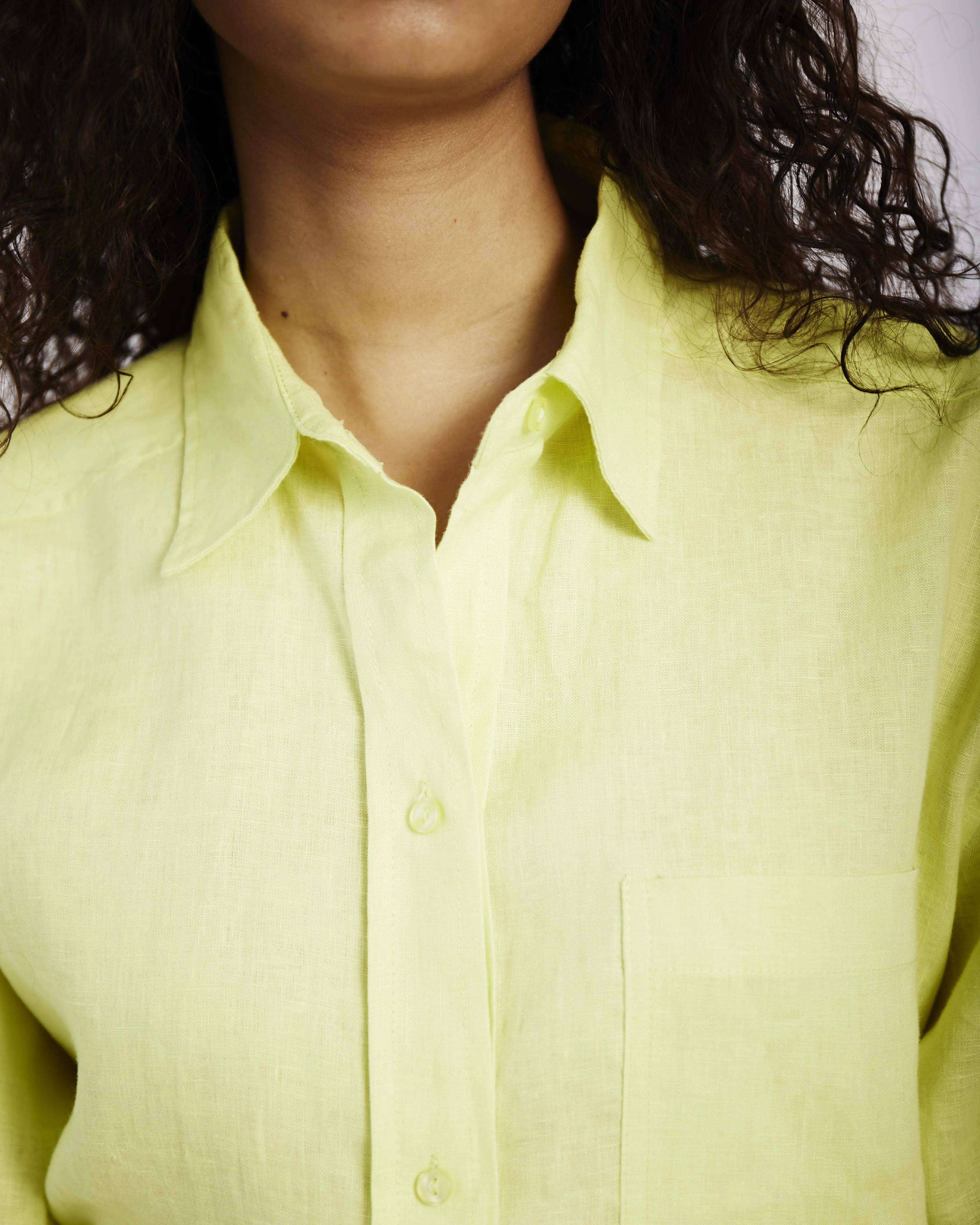 Oversized Linen Shirt in Lime